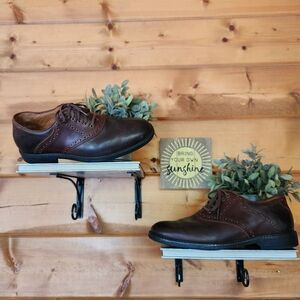 Johnston & Murphy XC4 Brown Leather Saddle Oxford Shoe 20-1632 Sheepskin Sz 8.5M
